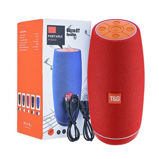 T&G Portable Bluetooth Speaker TG-108 Hands-Free Calls/TF/AUX/FM Red